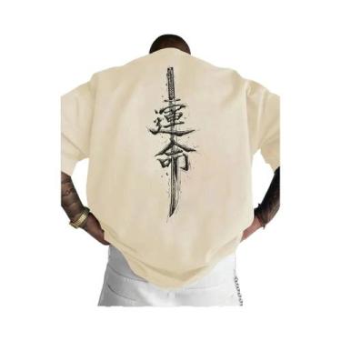 Imagem de Camiseta Masculina De Algodão Com Manga Curta, Estampa De Espada Samur