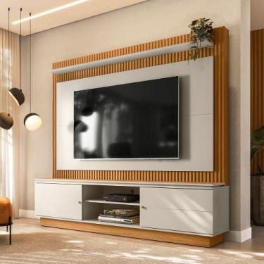 Imagem de Painel TV até 75 Sala Home Theater 215cm Rômulo Naturale/Off White L04