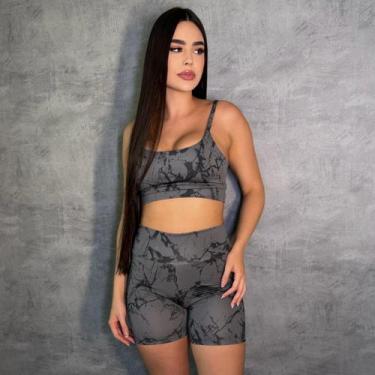 Imagem de Kit Fitness Short Blackout Premium Top Sustentação Extrema Modela Bumb