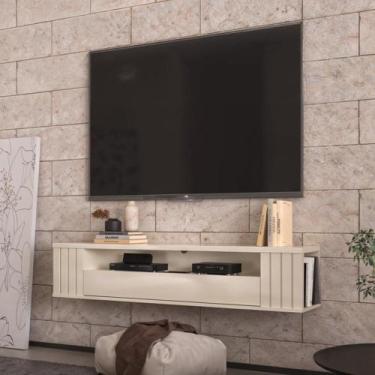Imagem de Rack Suspenso Ripado Luxo Para TV até 60 Polegadas Com 1 Porta e Nicho