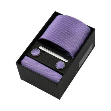 Imagem de Conjunto De Gravata Masculina De Luxo Em Cor Sólida Com Lenço De Bolso