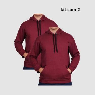 Imagem de Kit 2 Moletons Unisex Com Capuz Estilo Urbano Casual - Lucam, Bordô, M