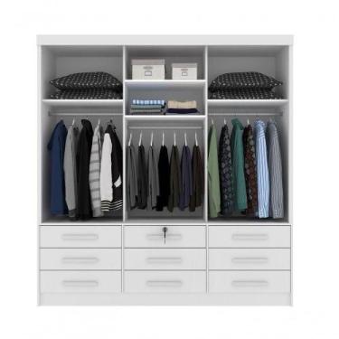 Imagem de Guarda Roupa Casal Chicago 3 Portas 9 Gavetas Neve MDP com Espelho - T