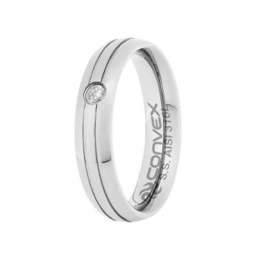 Imagem de Aliança de Namoro Iris 5mm Filete Central Duplo e Zircônia - Convex, 0