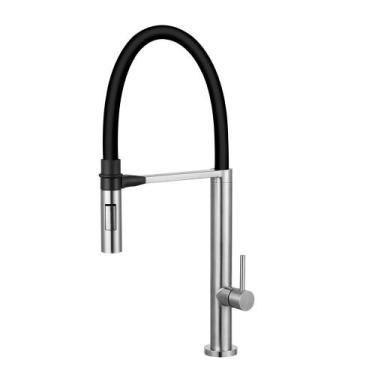 Imagem de Torneira Cozinha Monocomando Gourmet Inox com Bica Flexível Preta - Mo
