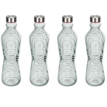 Imagem de KIT 4 GARRAFA SUCO ÁGUA LEITE HOME&CO VIDRO COM TAMPA 1 LITREO 31x9x9cm TRANSPARENTE