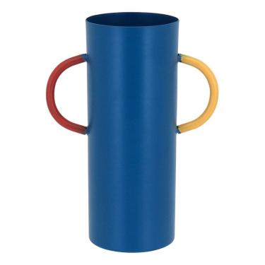 Imagem de VASO DECORATIVO ENFEITE PLANTA METAL 15x11x11cm AZUL