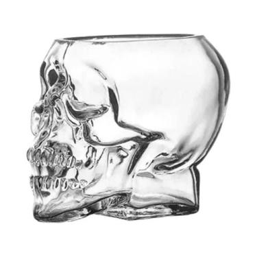 Imagem de Caneca De Vidro Transparente Com Cabeça De Caveira De Halloween Para C