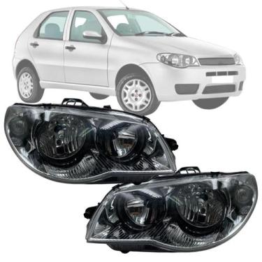 Imagem de Par farol palio 2004 2005 a 2011 máscara cromada aro preto - BBS