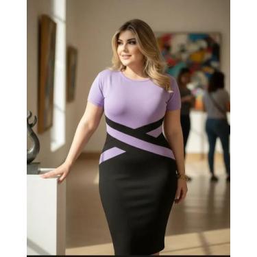 Imagem de Vestido Plus Size Detalhe em X Moda Feminina Evangélica - Miss FLOWER,