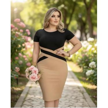 Imagem de Vestido Plus Size Detalhe em X Moda Feminina Evangélica - Miss FLOWER,