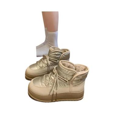 Imagem de Botas De Inverno Femininas De Cano Alto Com Forro De Pelúcia Grossa, Q