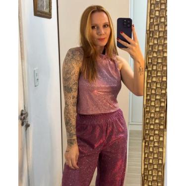 Imagem de Cropped Mica Gola Alta Glitter, Rosa, G