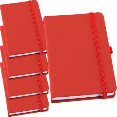 Imagem de Kit 5x Caderneta de Anotações 14x21cm 80 Fls Sem Pauta Vermelho - TopG