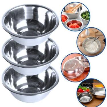 Imagem de Conjunto 3 Bacias Tigelas Saladeiras Bowl inox 3 Litros - Catuaí