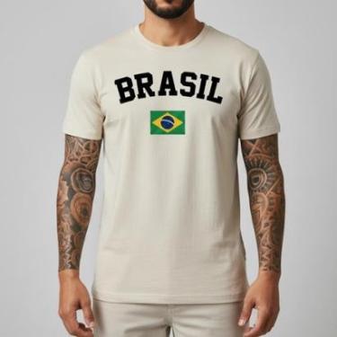 Imagem de Camiseta Masculina Torcida Brasileira Oficial Seleção 100% Algodão Original Brasil Somo...