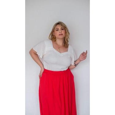 Imagem de Saia Midi Celina - Mafrise, 48, Coral