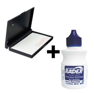 Imagem de Kit Almofada Para Carimbos Nº04 Grande + Tinta 40ml Azul - N/D