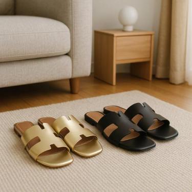 Imagem de Kit 2 Pares Sandália Rasteirinha Feminina Tiras Confort Leve - Giolo, 