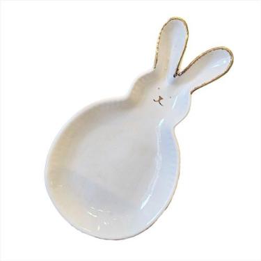 Imagem de Petisqueira Coelho Branco Mesa Posta Páscoa Porcelana 18cm - TOK