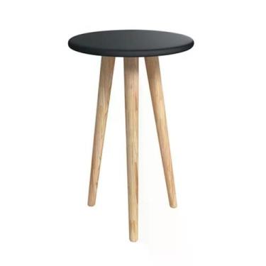 Imagem de Mesa de Canto Theo com Pés Madeira Natural - Reller Móveis, Grafite Fo