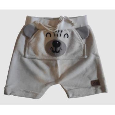 Imagem de Short bebê saruel masculino estampa urso 3D - Lessa Kids, Bege, 9 m