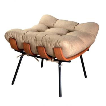 Imagem de Puff Costela Linho Marrom 150 com Fibra Siliconada Revestimento em Linho Marrom Bella Decor