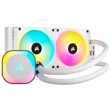 Imagem de Water Cooler Icue LINK H100i RGB White 240MM com Placa de Resfriamento em Cobre e Radiador em Alumínio Branco Corsair