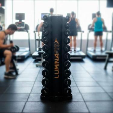 Imagem de Kit Completo Halteres Premium Rack Academia LuminaFIT