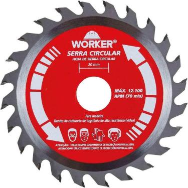 Imagem de Disco para Serra Circular 403466 Ideal para Madeira com Dentes de Metal Duro 20mm Worker 185MM
