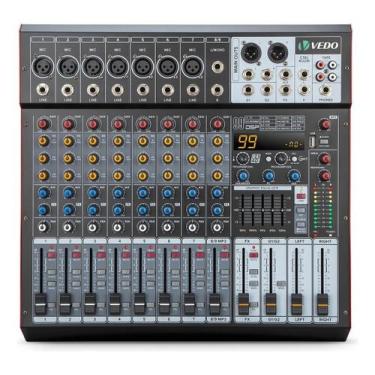 Imagem de Mesa de Som Digital Vedo VDA309L 9 Canais Bluetooth USB 500W 99 Efeito