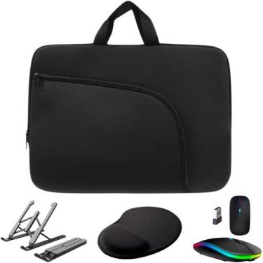 Imagem de Kit Premium Capa para Notebook c/Bolso + Mouse + Suporte Ergonômico + 