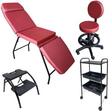 Imagem de Kit Completo Clínica Estética Maca 3 Posições, Mocho com Encostoe Aro,