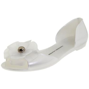 Imagem de Chinese Laundry Sapatilha feminina de bico aberto princesa dormindo, Pérola branca, 5.5