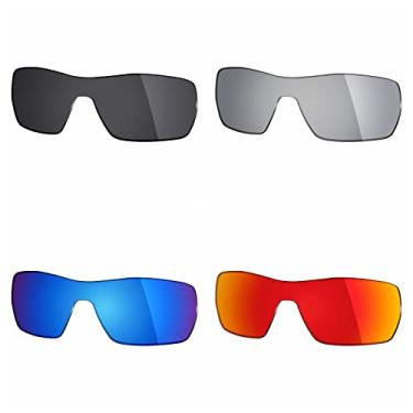 Imagem de Lentes de substituição polarizadas MRYok 4 pares para óculos de sol Oakley Offshot - preto discreto/vermelho fogo/azul gelo/titânio prata