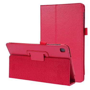 Imagem de Tablet protetor PC Capa Texture Leather Tablet Case para Samsung Galaxy Tab A7 Lite 8.7 T220 / T225 2021 Capa traseira à prova de choque do protetor de fólio flexível com suporte (Color : Red)