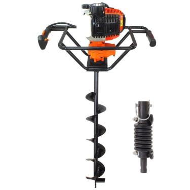 Imagem de Perfurador de Solo Profissional Para a Construção Civil Vulcan VPS520 á Gasolina 2T 52cc 2,5hp Com Broca 80x12cm Pino Trava + Amortecedor Para Broca