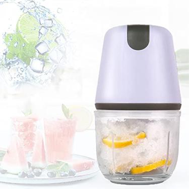Imagem de Máquina de triturador de gelo elétrica de 70W, máquina de triturador de gelo de carregamento USB para casa com ajuste de 2 velocidades, triturador de gelo para gelo raspado para fabricação de vitaminas, casa, cozinha (azul)