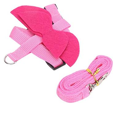 Imagem de Conjunto de arnês e trela para coelhos, alça dupla Design Arnês para coelhos Arnês para coelhos com design peitoral para decoração de Halloween(Asas rosa, eu)