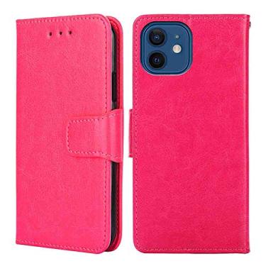 Imagem de MojieRy Estojo Fólio de Capa de Telefone for LG G5, Couro PU Premium Capa Slim Fit for LG G5, 1 slot de moldura de foto, 3 slots de cartão, Ajuste amigável, Rosa vermelha