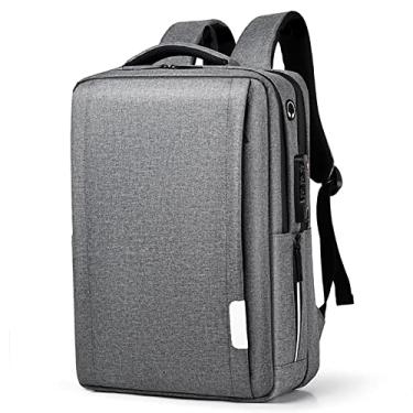 Imagem de Mochilas de negócios antirroubo masculinas para escritório 15,6 polegadas bolsa para laptop universitário casual à prova d'água bolsas de viagem com porta de carregamento USB, cinza, 42 * 31 * 13 cm