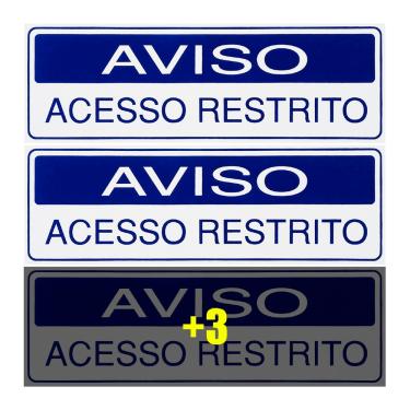 Imagem de Combo 6 Placas De Sinalização Aviso Acesso Restrito 30x10 Acesso - S-234/1 F9e
