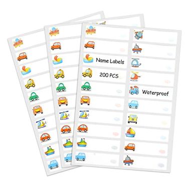 Imagem de SHANGRLA 200 etiquetas de mamadeiras à prova d'água para crianças, etiquetas de nome escolar, etiquetas de creche, etiquetas autoadesivas à prova d'água para lava-louças
