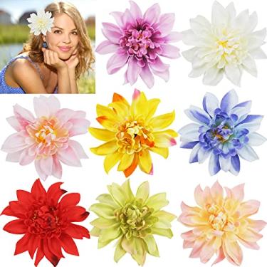 Imagem de Pacote com 8 grampos de cabelo para mulheres meninas flores grampos de cabelo broches florais pino boho grampos de cabelo para noivas acessório de casamento festa na praia decoração de evento