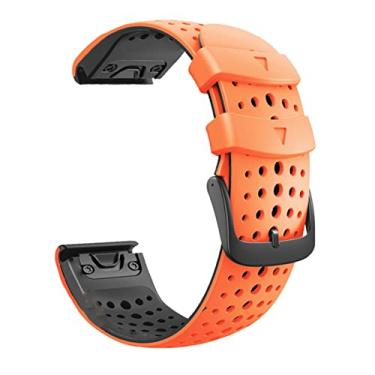 Imagem de WIKUNA Pulseira de relógio Quickfit colorida para Garmin Fenix 7 7X 5 5X 3 3 HR 945 Fenix 6 6X relógio silicone Easyfit pulseira 26 22MM pulseira (cor: laranja preto, tamanho: 26mm Fenix 3 3HR)