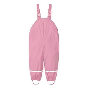 Imagem de Macacão infantil infantil para meninos e meninas com estampa de lama à prova de vento macacão de nylon para crianças calças de chuva unissex (rosa, 116)