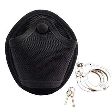 Imagem de AOKWIT estojo de algema para uso com alça tática de nylon resistente e suporte de punho para combate de combate com tiras de caça rápida com alça para cinto preto e botão de pressão para uso externo, estojo de punho para polícia (estojo de punho aberto)