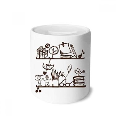Imagem de DIYthinker Linda ilustração para crianças, estante para faculdade, porta-moedas de cerâmica, presente de cofrinho