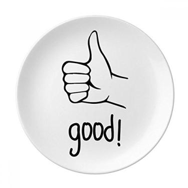 Imagem de Prato de gestos personalizado com polegar preto decorativo de porcelana salver louças de jantar