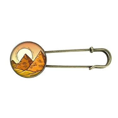 Imagem de Broche de metal retrô com estampa de sol pirâmide do Egito Antigo